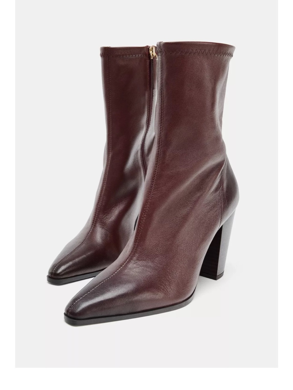 LEATHER COWBOY HEEL ANKLE BOOTS